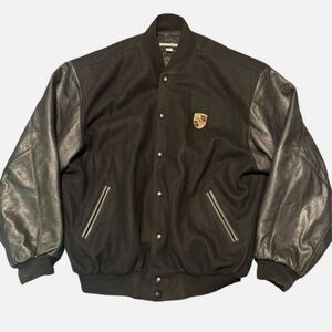 Porsche Black Leather Bomber Jacket